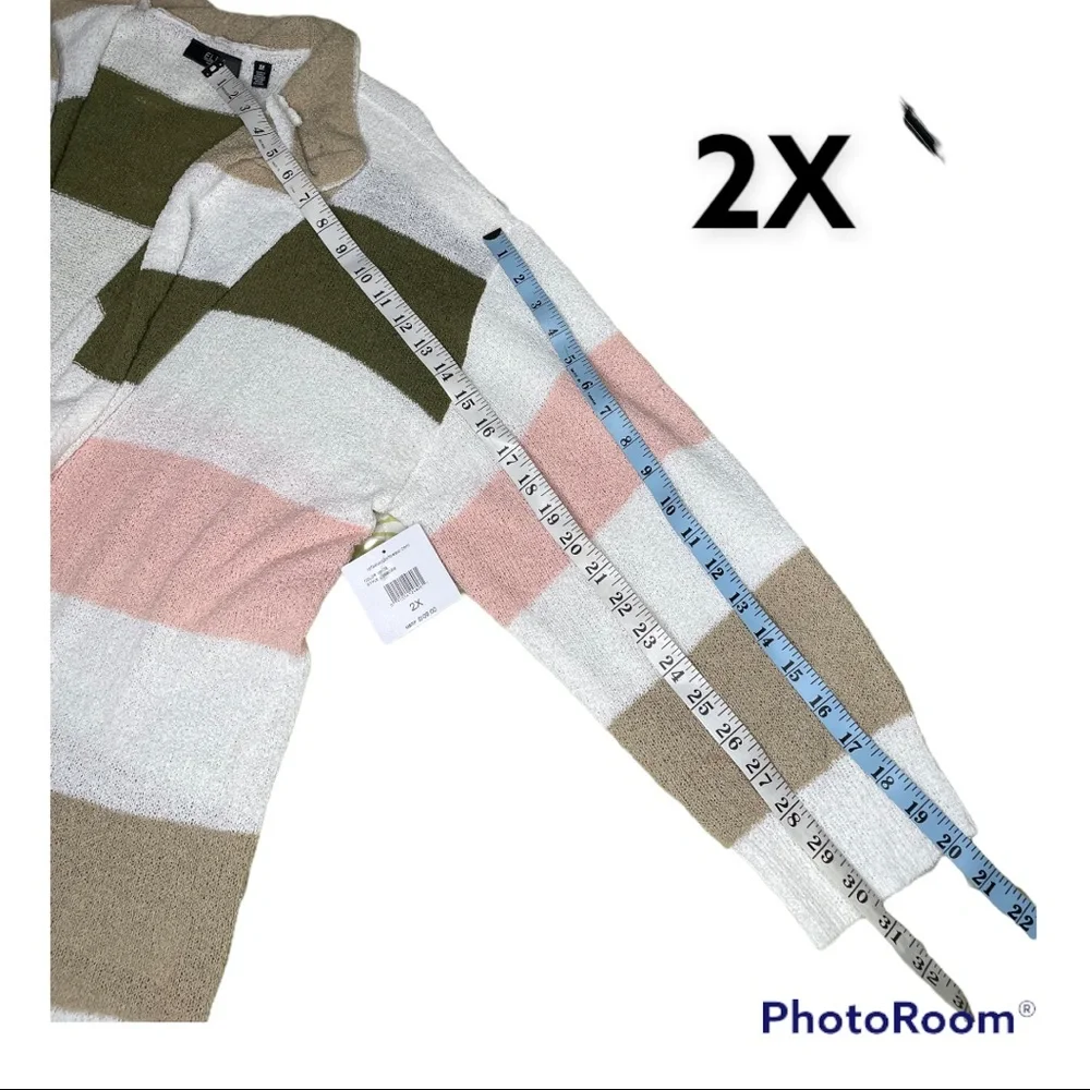 NWT 2X Ella Rafaella open Front Cardigan Sweater 3/4 Sleeve Multicolored - Picture 13 of 15
